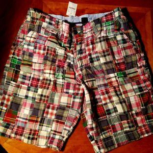 MEN's J. Crew Plaid Field Shorts, Multi-Color, Plaid, BEACH SHORTS
